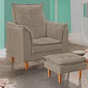 Ver imagem 2 de Poltrona Decorativa Sala de Estar Quarto Leitura Ibiza Suede Cor:bege Escuro