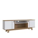 Ver imagem 1 de Rack para Tv até 65 Polegadas com 2 Portas e 2 Nichos Centrais Mel Branco