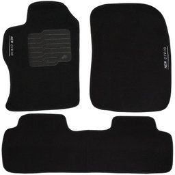 Jogo de Tapete Automotivo Carpete New Civic 2014 À 2016 Soft Logo Bordado Preto 3 Peças S/m Soft Pre - 3
