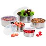 Conjunto 5 Potes em Alumínio Vasilha Tigelas Bowl com Tampa - 3