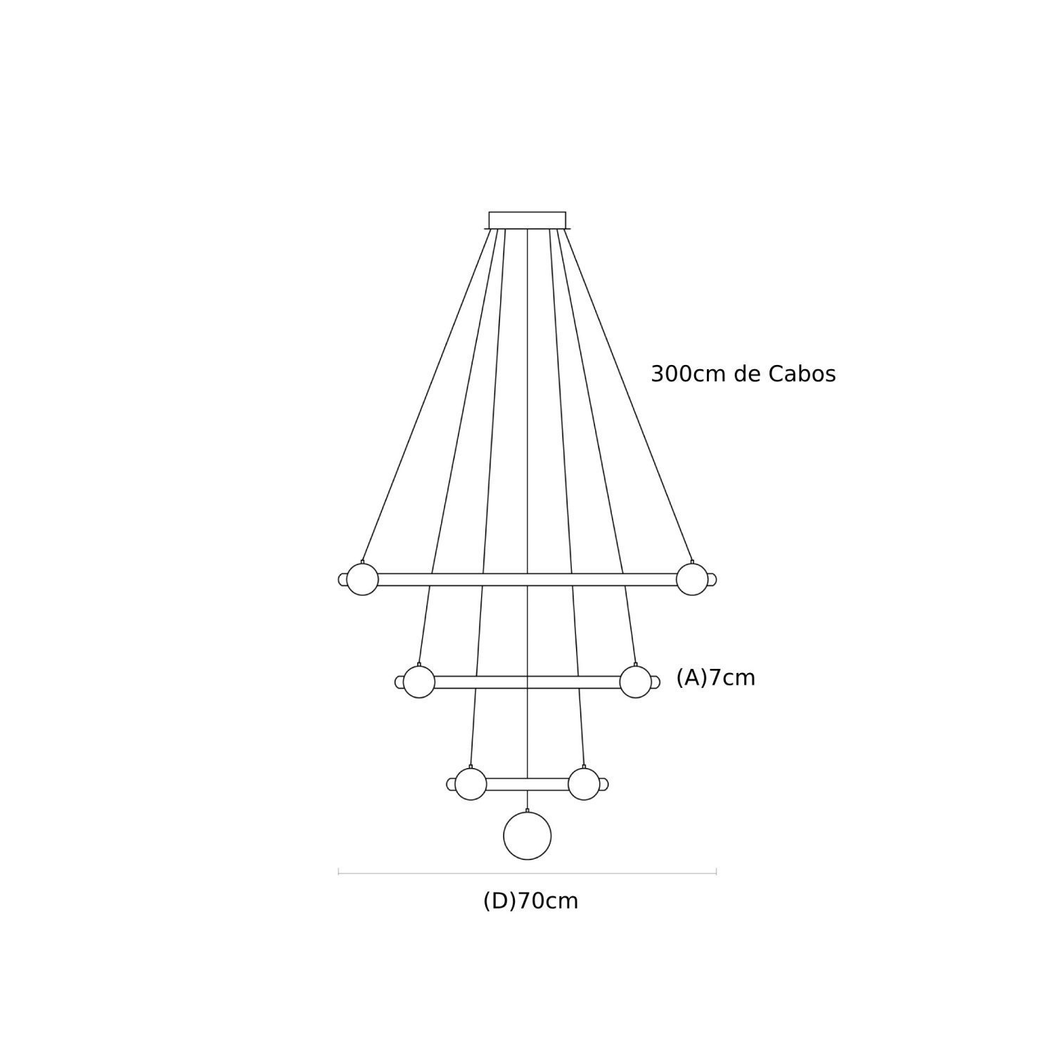 Pendente Mondo 70x7cm Led Integrado 71w Ip20 - 5