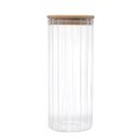 Ver imagem 2 de Kit 4 Potes Vidro Mantimento 1700 Ml Canelado Tampa de Bambu