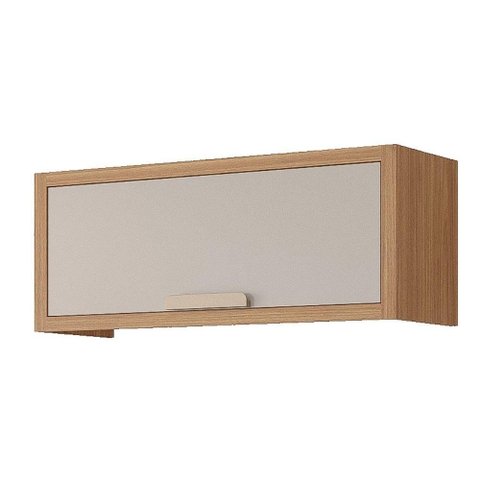 Armário Aéreo de Cozinha 100%mdf 80cm Geladeira 1 Porta Basculante Eloise Mgm Móveis Freijó/off
