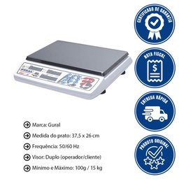 Balança Digital 15kg Comercial Gural Eletrônica Ese-15 Wb com Bateria Incorpada B001 - 2