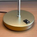 Ver imagem 6 de Kit 2 Abajur de Mesa Redondo Alumínio Interruptor com Cupula Tecido Algodão