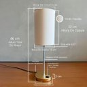 Ver imagem 4 de Kit 2 Abajur de Mesa Redondo Alumínio Interruptor com Cupula Tecido Algodão