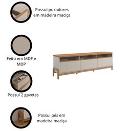 Rack para Tv até 70" Elegance Lukaliam Móveis 1 Porta 2 Gavetas - 3