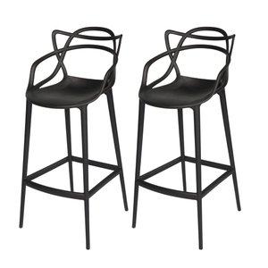 Conjunto c/2 Banqueta Allegra Alta Master Preta Cozinha Americana Balcão Polipropileno