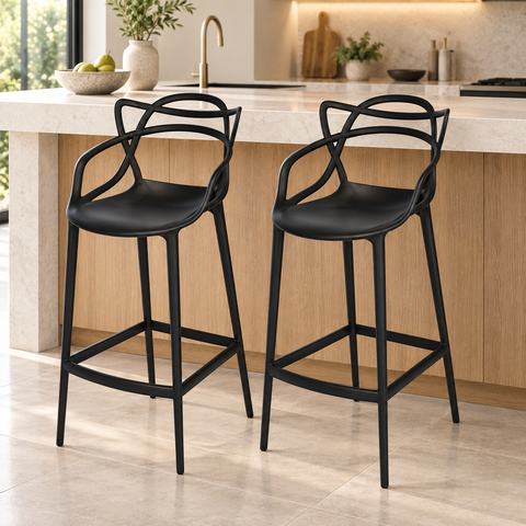 Conjunto c/2 Banqueta Allegra Alta Master Preta Cozinha Americana Balcão Polipropileno