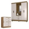 Guarda Roupa Casal Capela e Cômoda 4 Gavetas 01 Porta Lite Nature Off White – Móveis Leão - 1