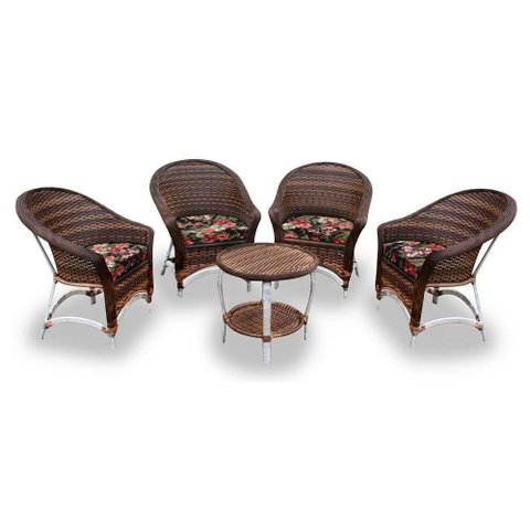 Conjunto 4 Poltronas 1 Mesa Centro Tecido Maui Preto