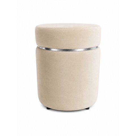 Kit de Puff com Cinta Superior Prata Palha Veludo - Let Móveis