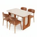 Ver imagem 3 de Conjunto de Jantar com Mesa Tali 130cm e 4 Cadeiras Ema CabeCasa MadeiraOriginals Marrom/Bege