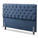 Ver imagem 1 de Cabeceira Cama Box Casal Queen Size Lylla 160cm Capitonê com Frame Linho Azul - Desk Design