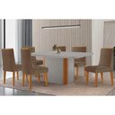 Ver imagem 1 de Conjunto: Mesa Sala Jantar Pietã¡ Curvo 180cm + 6 Cadeiras Dakota Madeira Naturale/off White -