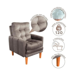 Poltrona Do Papai Reclinável Cor Bege Grande Confortavel + Puff - 2