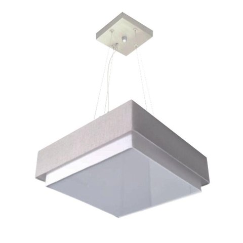 Lustre para Sala de Jantar Vivare Md-4404 Cúpula em Tecido 50x50cm Cor Rustico-cinza Bivolt