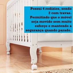 Quarto de Bebê com Guarda Roupa Cômoda com Janelas e Berço com Capitonê Maya Provençal 100% Mdf - 13