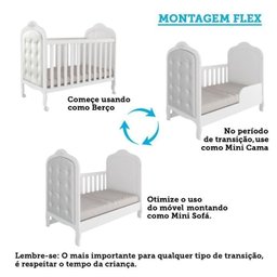 Quarto de Bebê com Guarda Roupa Cômoda com Janelas e Berço com Capitonê Maya Provençal 100% Mdf - 7
