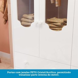 Quarto de Bebê com Guarda Roupa Cômoda com Janelas e Berço com Capitonê Maya Provençal 100% Mdf - 19