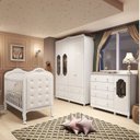 Ver imagem 1 de Quarto de Bebê Berço 3 em 1 com Capitonê, Cômoda e Guarda Roupa MDF Maya Provençal Yescasa Branco
