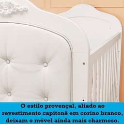 Quarto de Bebê com Guarda Roupa Cômoda com Janelas e Berço com Capitonê Maya Provençal 100% Mdf - 11