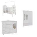 Ver imagem 4 de Quarto de Bebê com Guarda Roupa Cômoda com Janelas e Berço com Capitonê Maya Provençal 100% Mdf