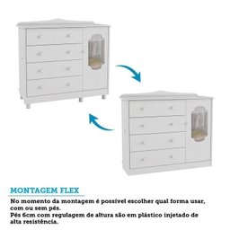 Quarto de Bebê com Guarda Roupa Cômoda com Janelas e Berço com Capitonê Maya Provençal 100% Mdf - 9