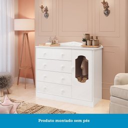 Quarto de Bebê com Guarda Roupa Cômoda com Janelas e Berço com Capitonê Maya Provençal 100% Mdf - 16