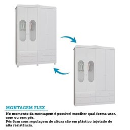 Quarto de Bebê com Guarda Roupa Cômoda com Janelas e Berço com Capitonê Maya Provençal 100% Mdf - 8