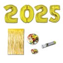 Ver imagem 1 de Kit Final de Ano Metalizados com Balões 2025 40cm, Lança Confete e Cortina Silverfestas