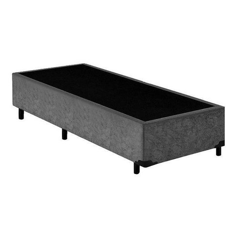Base Box Solteirão King Blindado Suede Cinza 203x96x40xm