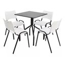 Ver imagem 4 de Jogo Mesa 70x70 Preta para Sorveterias e Restaurantes com 4 Cadeiras Iso Branca