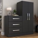 Ver imagem 6 de Cômoda para Quarto 3 Gavetas 2 Portas Dunas Preto Yescasa