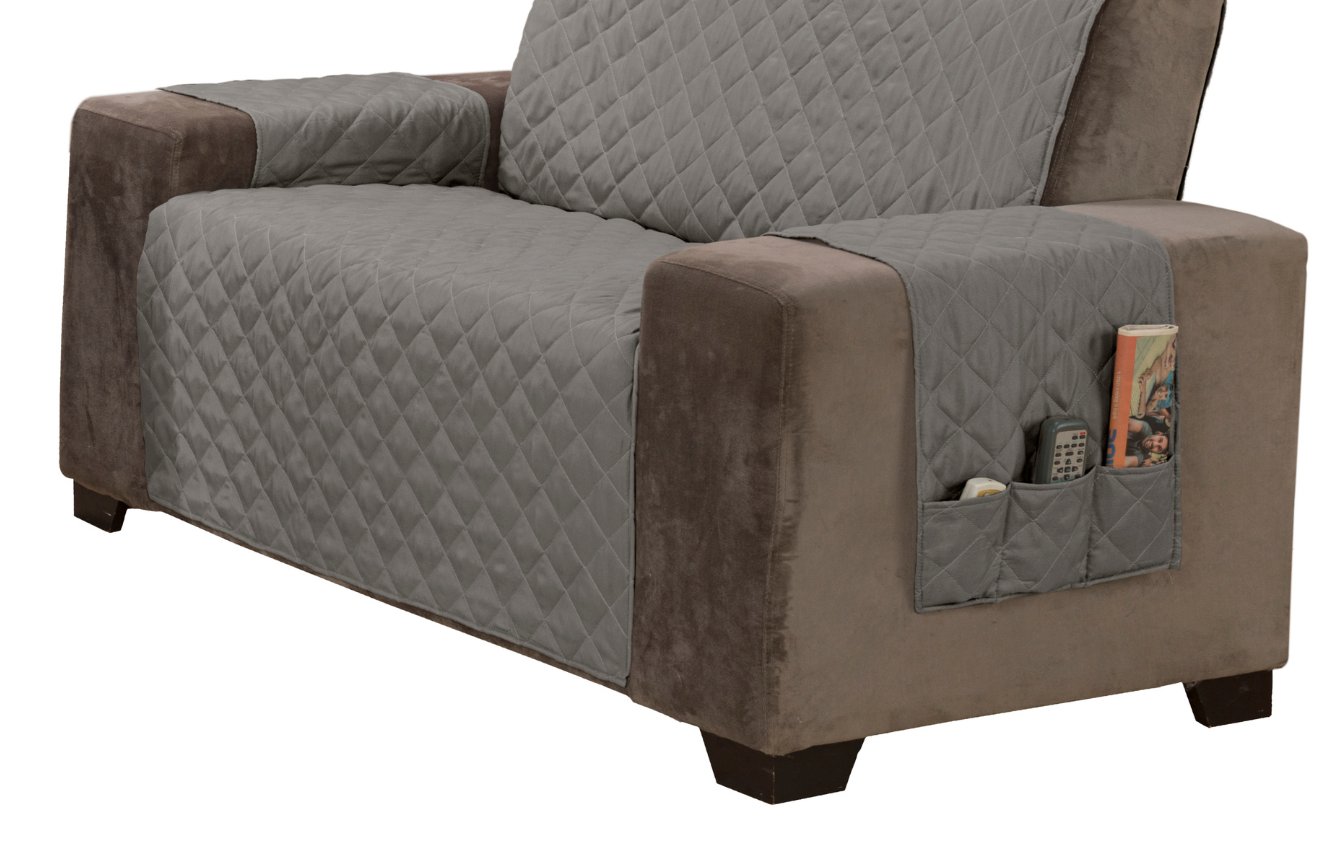 Protetor de sofá matelado tamanho especial king 2,5 metros capa sofá cor cinza - 3