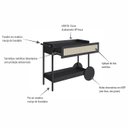 Ver imagem 3 de Carrinho Bar 1 Gaveta 112cm C/ Porta Taças Palhinha Pé Madeira Oslo Artesano | Nero - Nero/preto