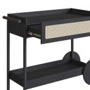 Ver imagem 4 de Carrinho Bar 1 Gaveta 112cm C/ Porta Taças Palhinha Pé Madeira Oslo Artesano | Nero - Nero/preto