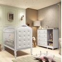 Ver imagem 3 de Quarto de Bebê com Berço 3 em 1 com Capitonê e Cômoda 100% MDF Maya Provençal Yescasa Branco/Brilho
