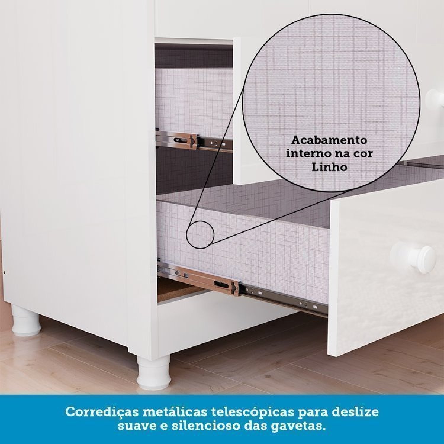 Quarto de Bebê com Cômoda 1 Porta com Janela e Berço com Capitonê Maya Provençal 100% Mdf - 14