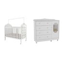 Ver imagem 4 de Quarto de Bebê com Berço 3 em 1 com Capitonê e Cômoda 100% MDF Maya Provençal Yescasa Branco/Brilho