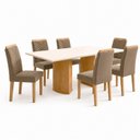 Ver imagem 2 de Conjunto de Mesa de Jantar 6 Lugares 160x80cm Isla Carol Cinamomo Off White