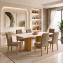 Ver imagem 1 de Conjunto de Mesa de Jantar 6 Lugares 160x80cm Isla Carol Cinamomo Off White