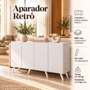 Ver imagem 3 de Aparador Buffet com 4 Portas Retrô 123cm Multimóveis MP1910 Branco