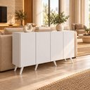 Ver imagem 1 de Aparador Buffet com 4 Portas Retrô 123cm Multimóveis MP1910 Branco