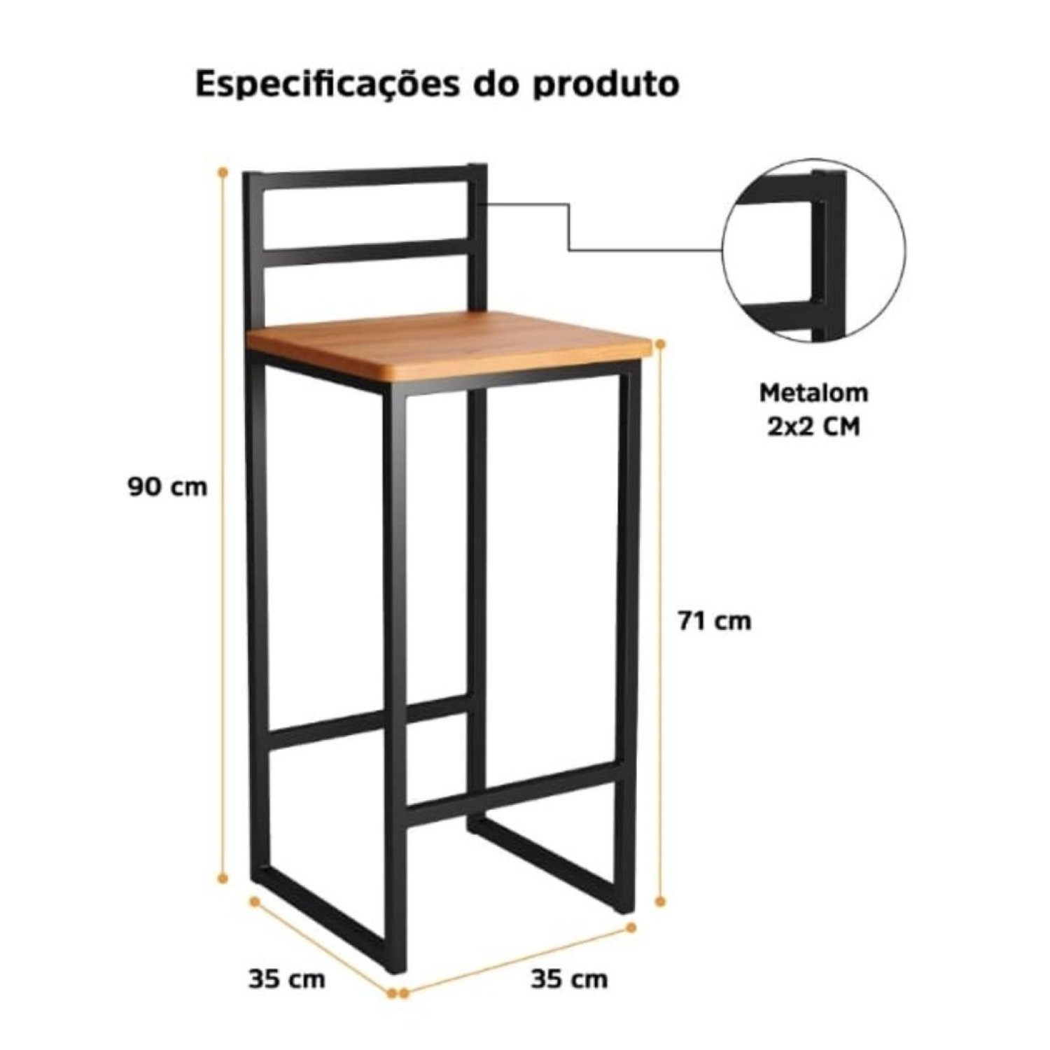 Banqueta Alta para Bistrô em Ferro - 3