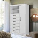 Ver imagem 5 de Guarda Roupa Casal Master New 8 Portas 4 Gavetas MDP Cômoda 1 Porta 6 Gavetas Marabá Branco Brilho
