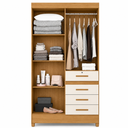 Ver imagem 4 de Guarda-Roupa de Solteiro Sobral 4 Portas 4 Gavetas Freijó Off White Moval