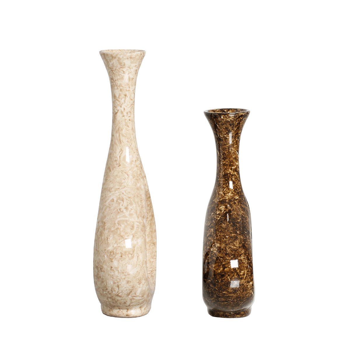 Vasos Decorativos de Cerâmica Garrafa Marsala Bege e Marrom Petra Joelma Decorações - 2