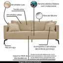 Ver imagem 3 de Sofá Decorativo 3 Lugares 200cm Pés em Aço Stagno Linho Bege - Gran Belo