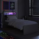 Ver mais imagens de Cama de Solteiro Juvenil com LED e 1 Porta para Colchão 188x88cm Multimóveis Crart-CAM006 Grafite